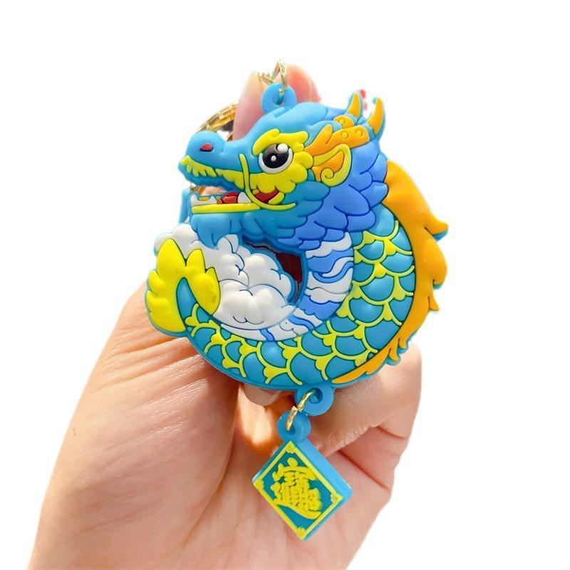 Guochao Jahr des Drachen Festlicher Schlüsselanhänger Taschenanhänger Autoschlüsselanhänger Chinesischer Stil Neujahrsgeschenke Kinderspielzeug