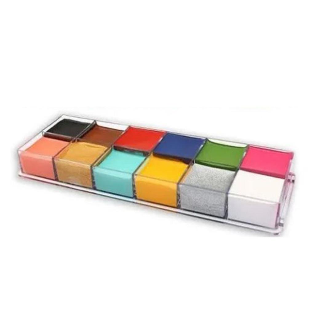 12 Colors 3.4oz Cosmetic Palette Professional Fast Drying Water Based DIY Body Makeup Palette for Party