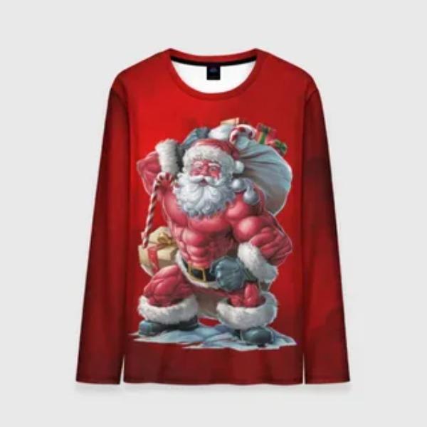 Men's Long Sleeved T-shirt Creative Santa Claus 3D Digital Printing Comfortable Plus Size Personalized Fashion Autumn Winter Long Sleeved T-shirt