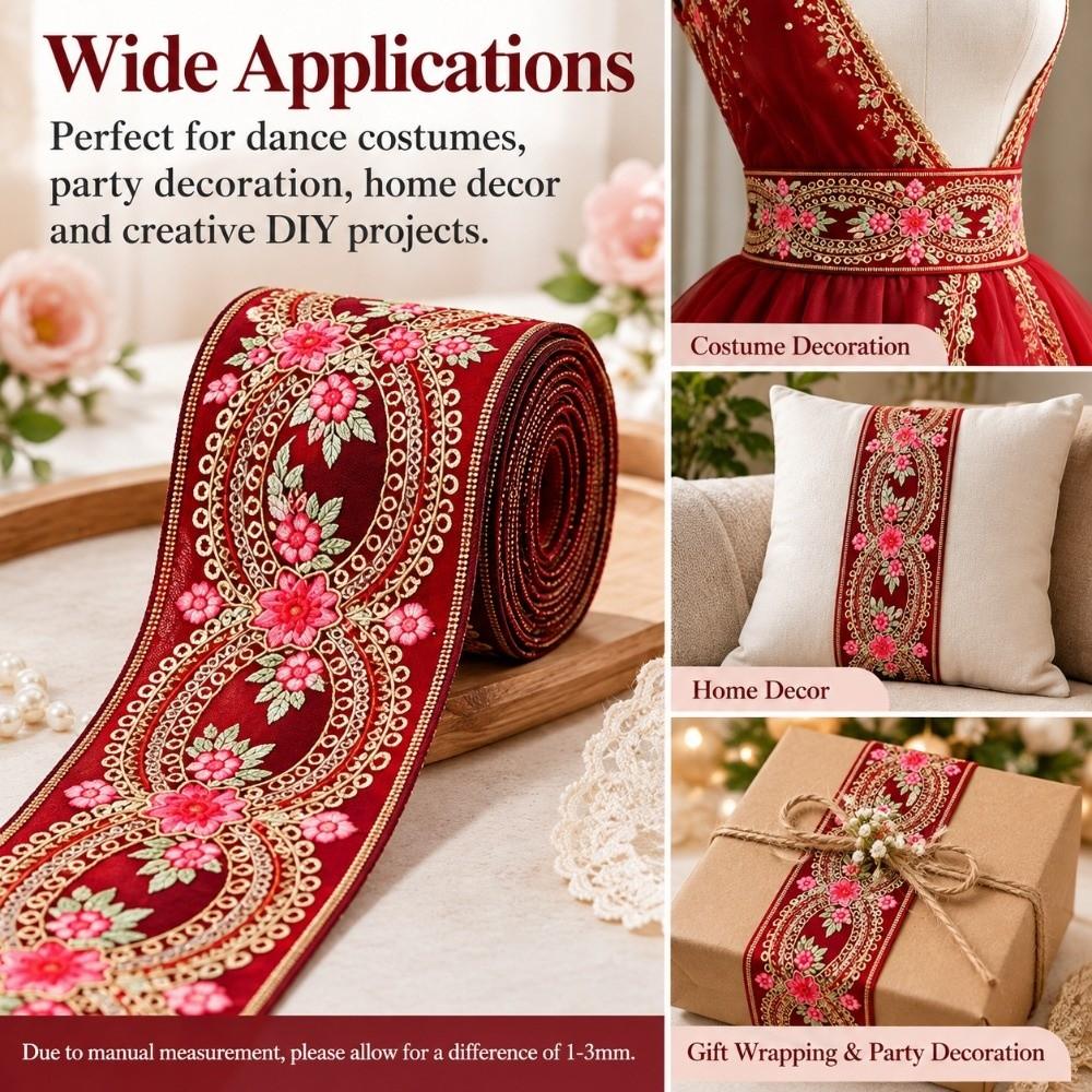 4.5cm Width Sequin Lace Trim Gold Thread Sequins Clothing Lace Webbing For Dance Performance