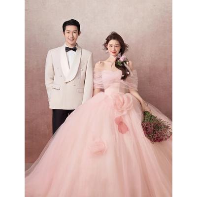 Neues rosa Traumfarbenkleid Französisches Hochzeitskleid Süßes Kleid Hochzeitskleid Männlicher Rock Damen