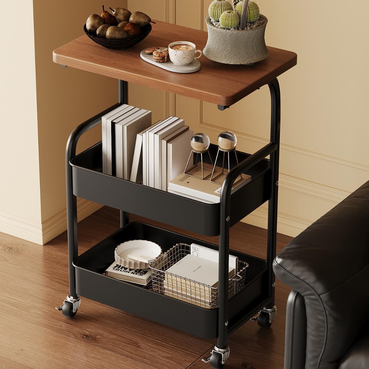 

Pre-Owned Mobile Storage Trolley with Wheels - Compact Rack for Home, Dorm, Kitchen, or Bedside Use