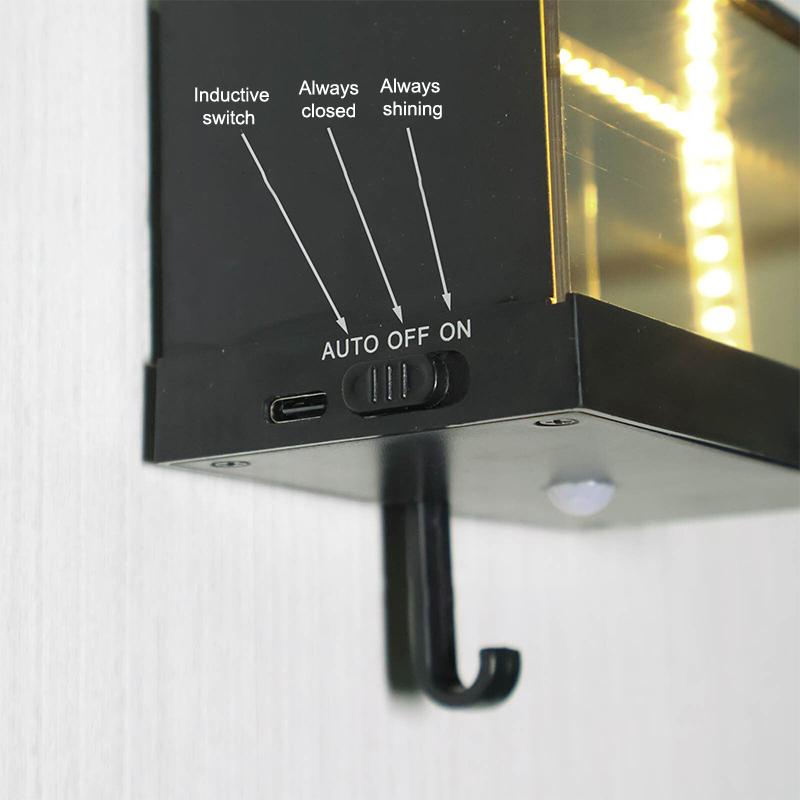 Bilgarage Nyckelhållare Med Öppningsbar Dörr Väggmontering Med LED Racerbilsnyckelhållare För Entréhall Hemmakontor