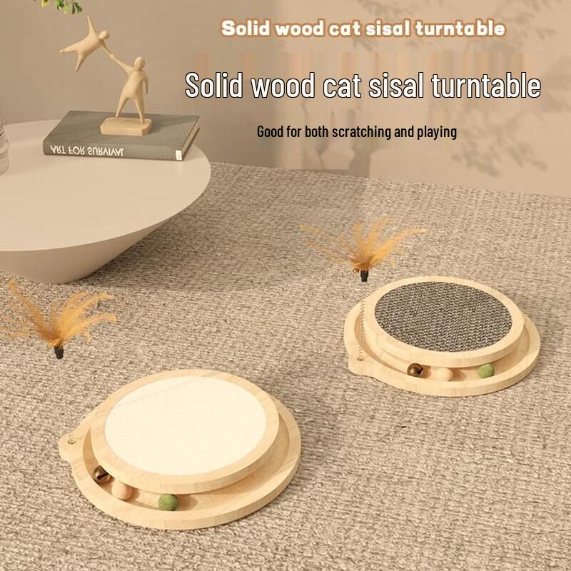 Yunxiaoshi Multifunktionales Katzen-Drehscheiben-Spielzeug mit Sisal-Kratzbaum