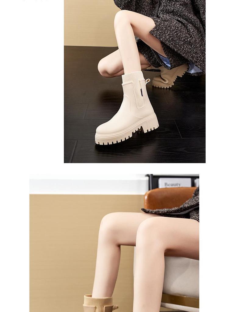 Chelsea Gummistiefel für Damen, mittelhoher Schaft, wasserdicht, rutschfest; Ideal für den Außenbereich.