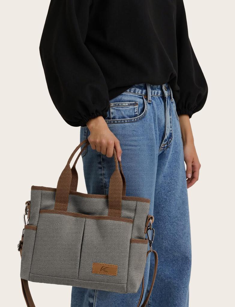 FEOYA Canvas Tote Bag, Perfect for Commuting, School, and More. Large Capacity, Lightweight, with Long Strap. Stylish, Plain, Cute, and