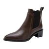 2026 New Women's Chelsea Boots for Autumn/Winter - Pointed Toe Ankle Boots, Leather Mid-Heel Pumps, French Retro Short Boots