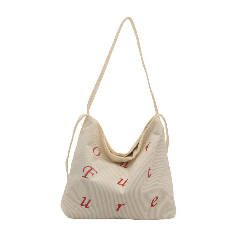 Large Capacity Canvas Bag for Women New Lazy Style Shoulder Bag Fashionable Letter Tote Bag Simple Commuting Bag