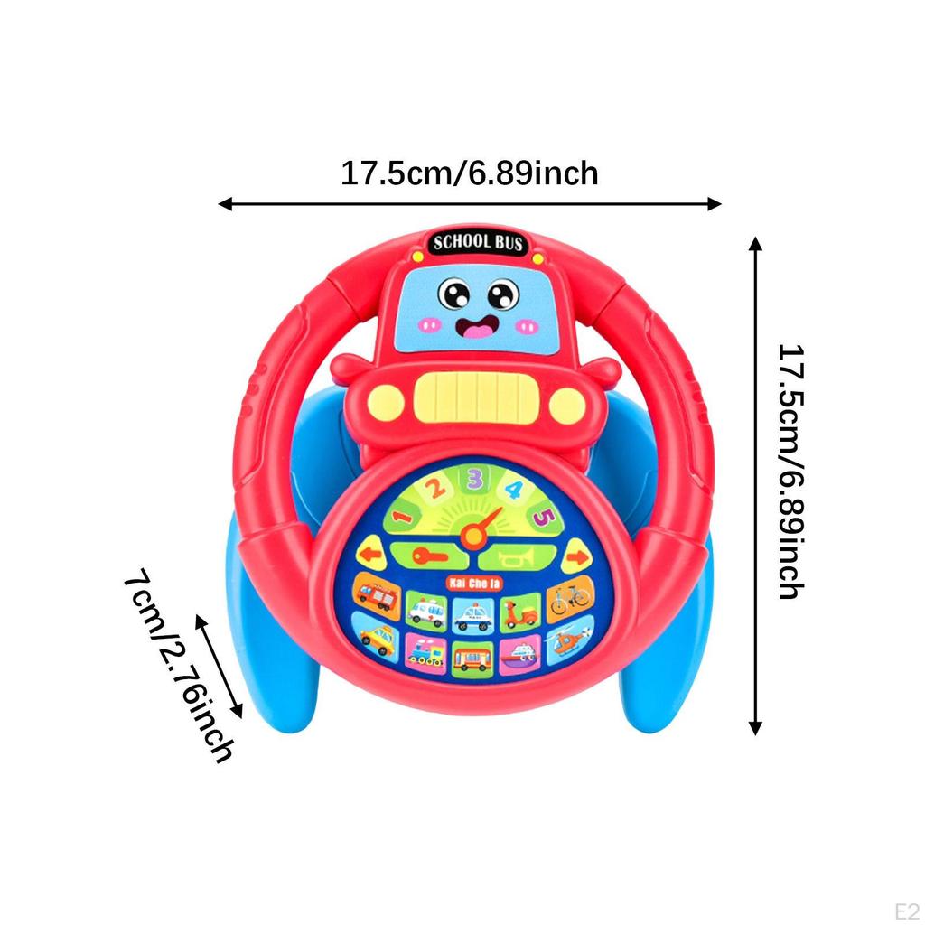 Kids Steering Wheel Toy Sensory Cute with Music Driving Controller Holder Stand for