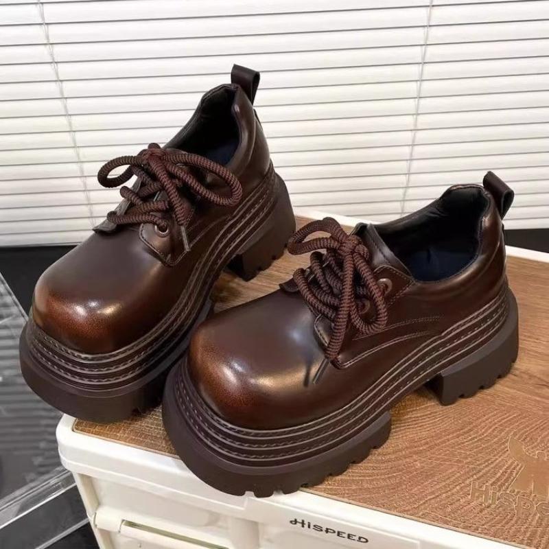 2025 Spring Women JK Mary Jane Shoes Fashion Lace Up Shoes Vintage Platform Elegant Thick Heel Shoes