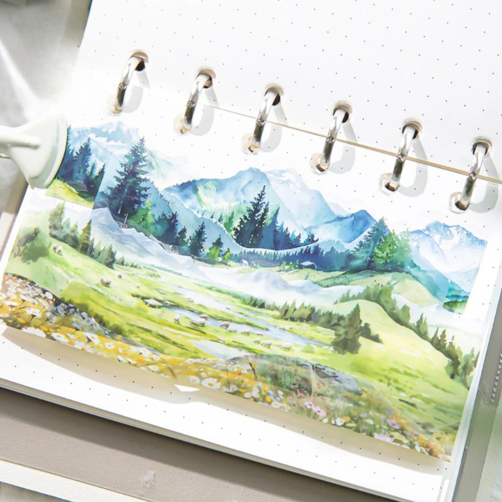 30mm*200cm Seria Do Gór i Morza Vintage Materiał Kolażowy do Aranżacji Krajobrazu Taśma PET Kreatywny DIY Dziennik Artykuły Papiernicze