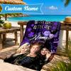 Custom Name Witches Collage Heart In Space Adventure Microfiber Beach Towel, Lightweight for Summer Travel, Swimming Pool Fan Gift