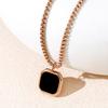 Collana Acciaio Inossidabile Goccia Croce Nera - Souvenir Regalo Festival Unisex