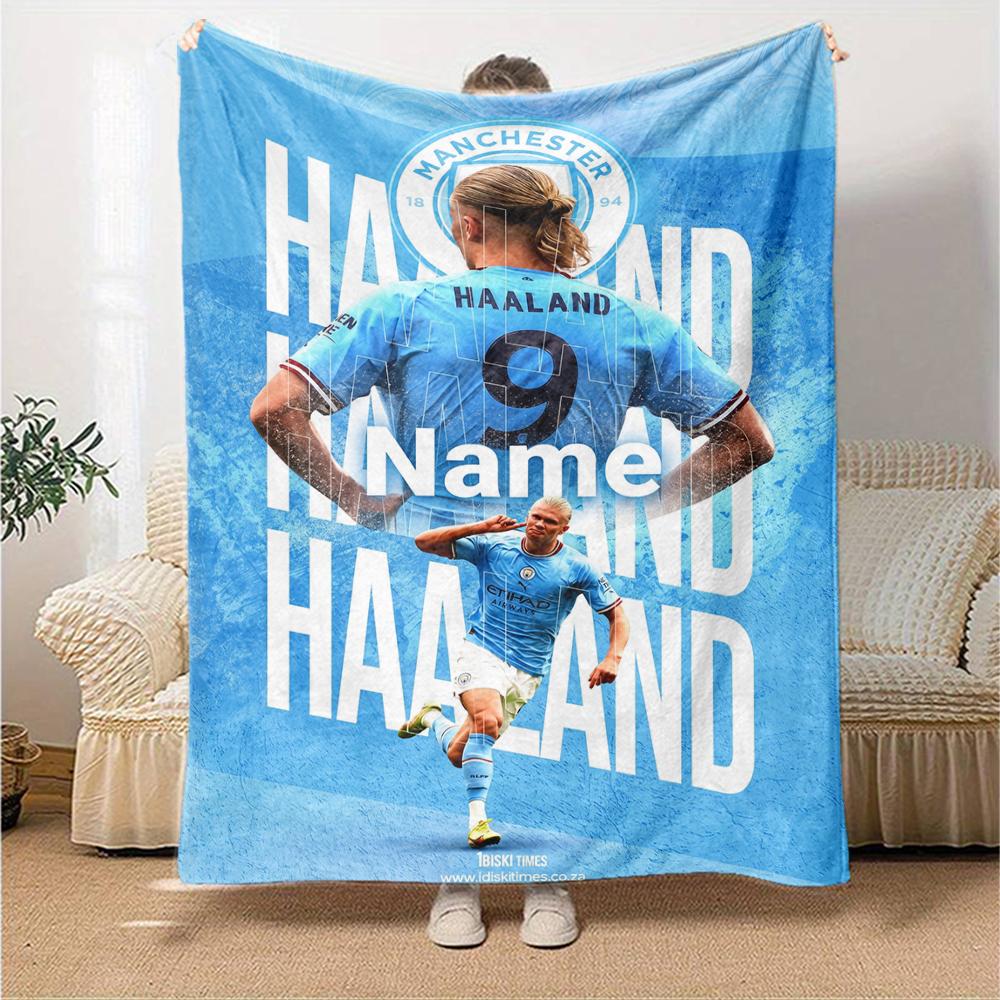 Custom Name Manchester City Theme Printed Blanket Perfect For Couch Bed Travel Outdoor Use Machine Washable Cozy Durable