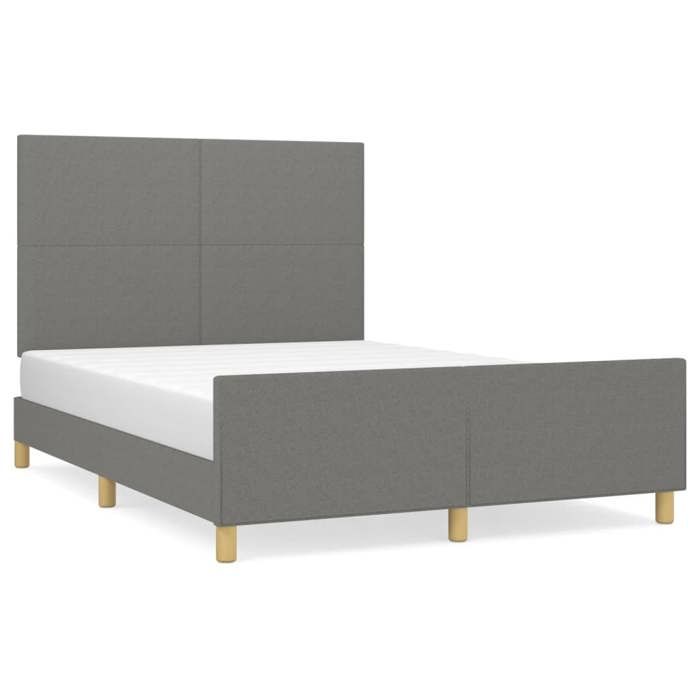 VidaXL Bed Frame with Headboard Dark Grey 140x190 Cm Fabric 3124888