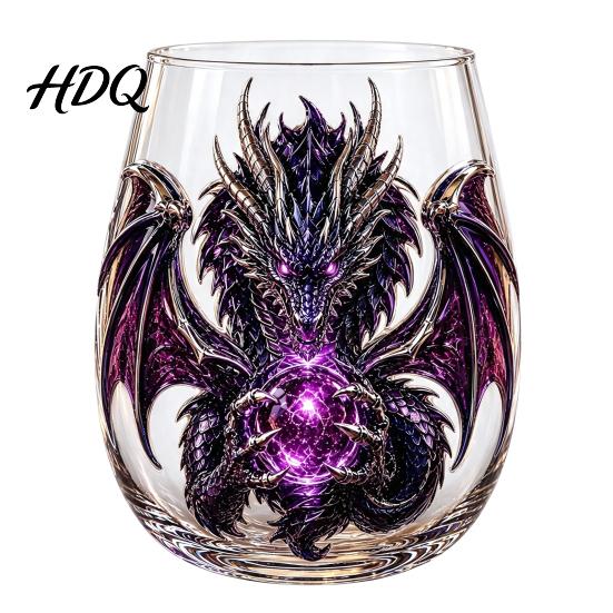 Bar Display Collection Items Mythic Dragon Glass Art Cup 3D Sculpted Drinking with Crystal Ball Unique Whiskey Tasting Cups 400ml Fantasy