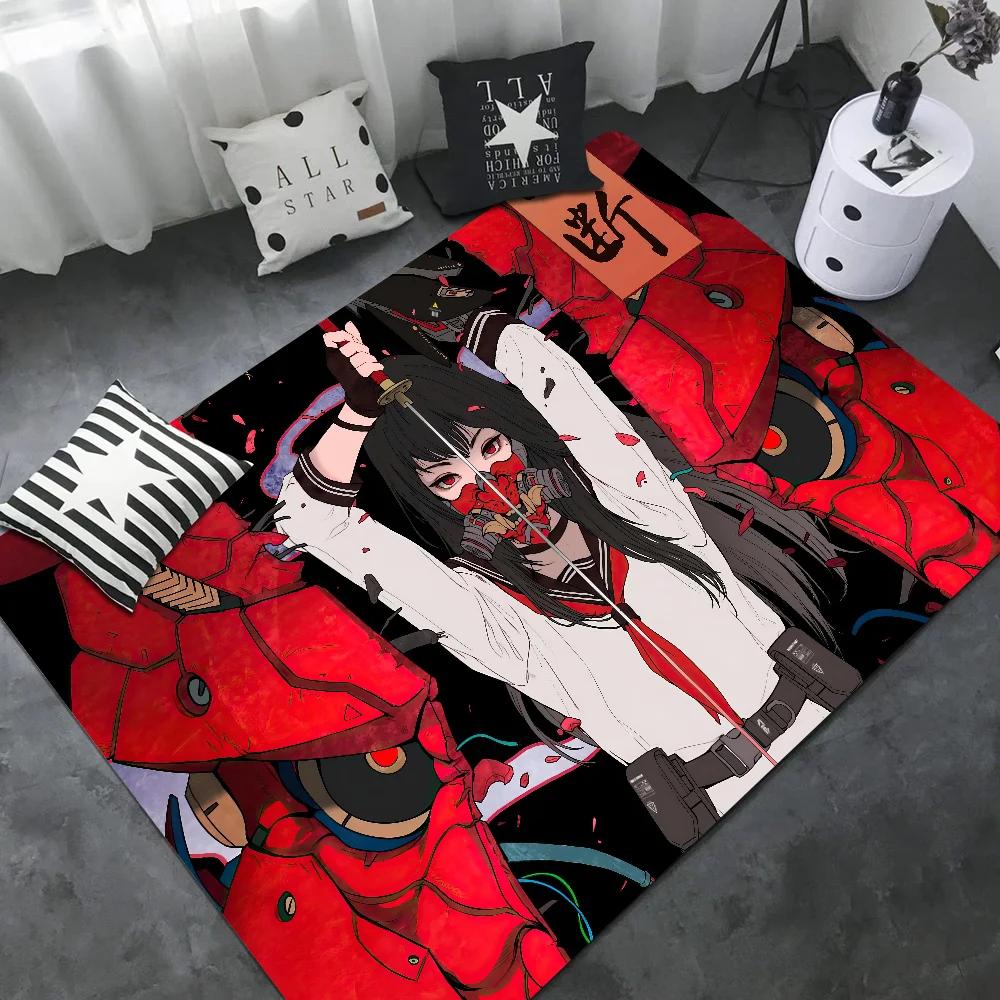 Japanese Oni Hannya Samurai Long Rugs Kids Room Bedroom Decoration Balcony Anti-Slip Doormat Living Room Alfombra