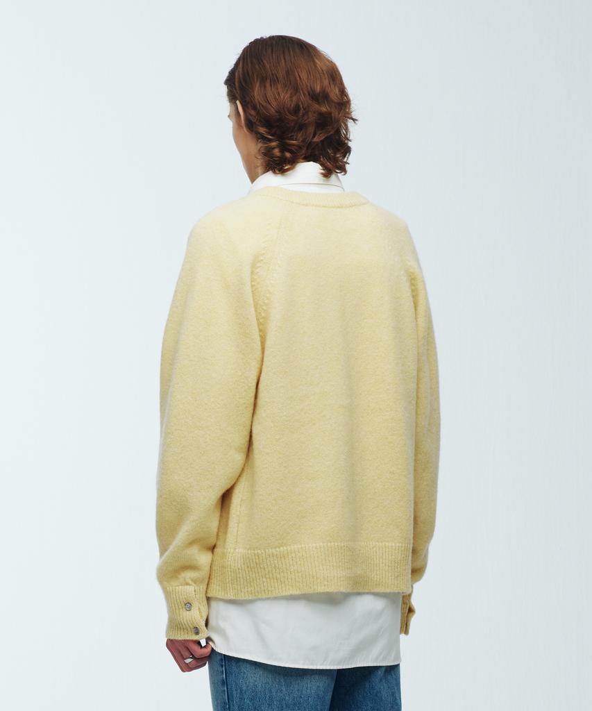 Knitted Shaggy Dog 100% Wool Round Cardigan Yellow
