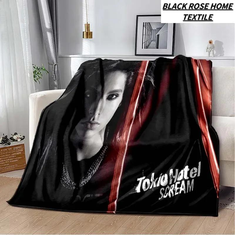 Coperta Artistica di Moda Tokio Hotel Rock Band Lenzuolo di Lusso per Camera da Letto Coperta Calda per Viaggi all'Aperto Campeggio Picnic Pausa Pranzo