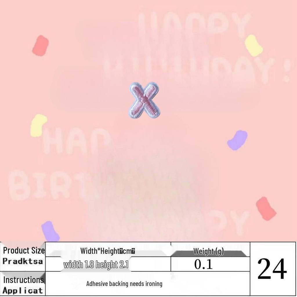 Pink English Alphabet Embroidered Iron-On Cloth Patch