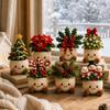 Handmade Crochet Christmas Potted Plant Decor Knitted Tabletop Ornaments for Holiday Desk and Gift