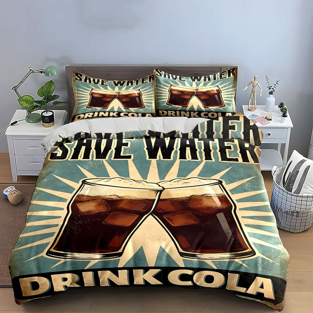 Two Cola Glasses Clinking. Bedding Sets Duvet Cover Sets Duvet Covers Pillowcases(1 * Duvet Cover 2 * Pillowcases Without Duvet Insert)