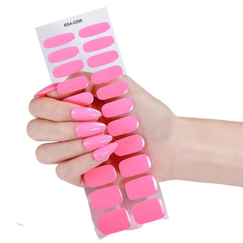 1Set Gel Nail Stickers 22pcs Color Variety Nail Art Set Full Nails Wraps for Women Easy to Apply