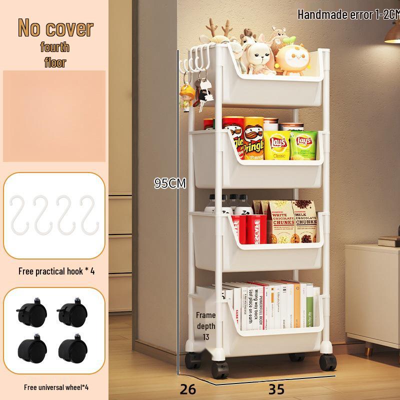 Compact Multi-layer Mobile Storage Rack for Living Room and Kitchen