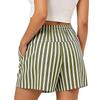 Women's Casual Striped Shorts with Elastic Waist and Drawstring Pockets Lightweight Comfortable Summer Bottoms