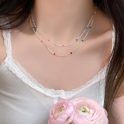 Dopamin tropfendes Öl Doudou Perlenkette schlichte Mode süße Schlüsselbeinkette modisch vielseitiges Temperament Nischenschmuck