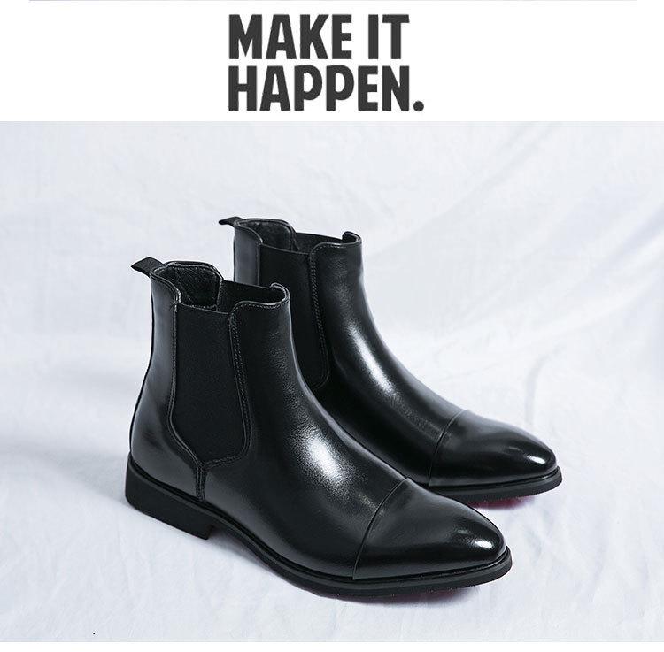 Men's Large Size Red Leather Pointed Toe Slip-On Chelsea Boots - Autumn/Winter Dr. Martens