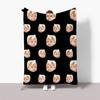 Fun Black Background Photo Face with Picture Blanket,Birthday Souvenir Gifts Throw Blanket for Men Women