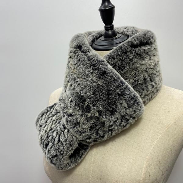 Women Long Ring Scarf Real Rex Rabbit Fur Knitted Neck Warmer Winter Stylish Warm Ring Scarves
