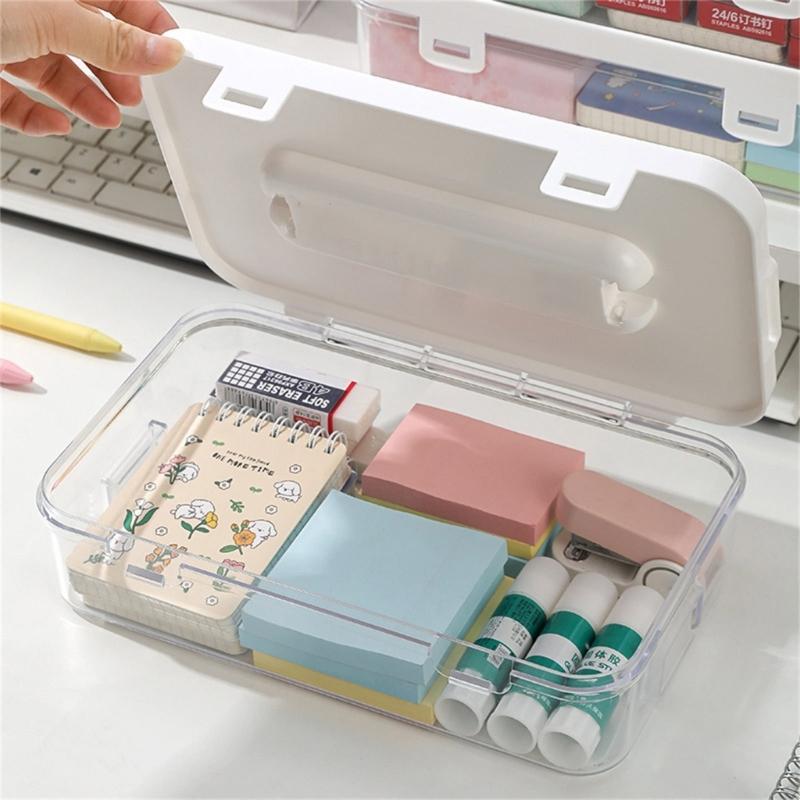 Pack of 3 Clear Organizers Container Featuring Comfortable Grips and Protective Covers Perfect for Desktop or Home Storage Applications