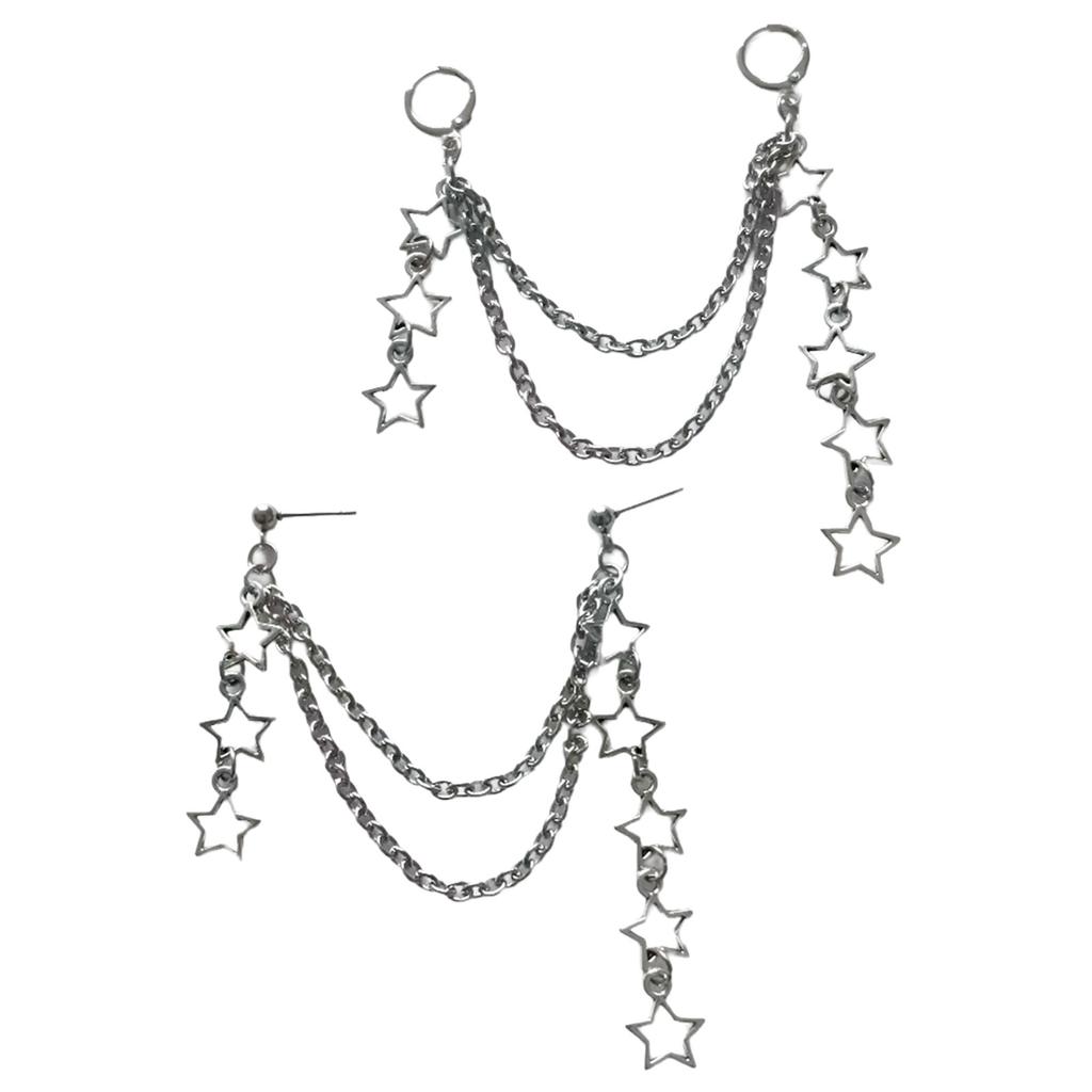 Women Star Tassels Earring Pentagrams Pendant Ear Rings Jewelry Five Pointed Star Earwear Stylish Party Accessory