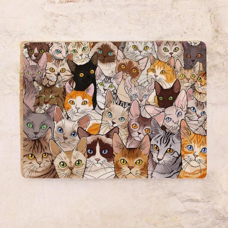 Милые кошки жестяная табличка, Металлический настенный декор 20x30см