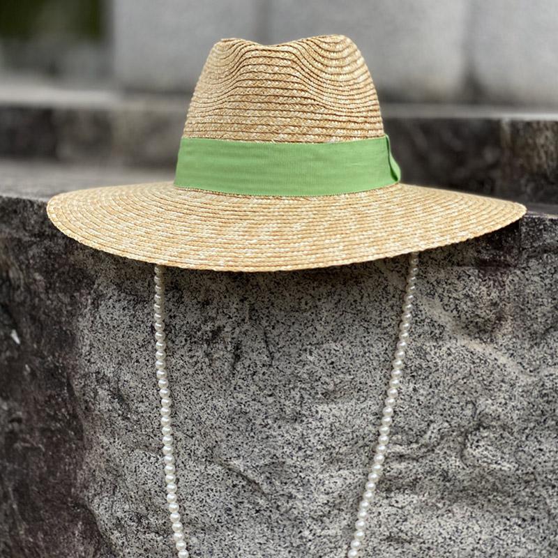 2023 New Handmade Summer Hats for Women Wide Brim Panama Sun Hats Ribbon Band Straw Fedora Hat Kentucky Derby Holiday Beach Hat