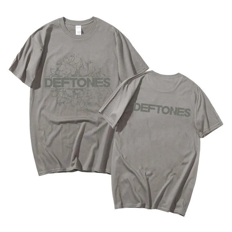 Deftones Floral Burst Double Sided Print T-shirts Unisex Unisex Punk Rock Band Y2k T Shirt Short Sleeve Summer Unisex Streetwear
