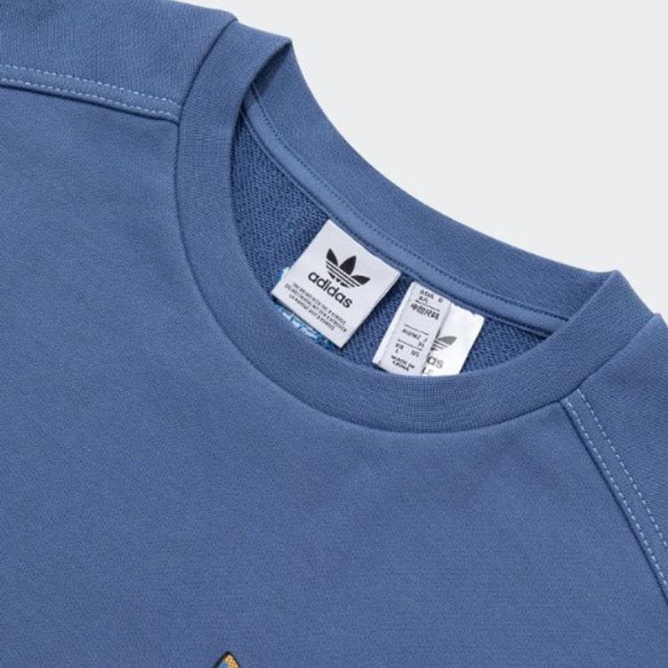 Adidas Originals Logo Lettre Dessin Animé Faux Deux Pièces Sport Col Rond Pull-Over Sweat-Shirt Américain Vintage Sweat-Shirt Unisexe Bleu Foncé IY5382