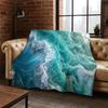 Blue Sea Waves Scenery Flannel Blanket Soft Warm Throw Blanket for Bedroom Living Room Bed Travel Camping Picnic Gift Kids