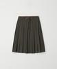 Button Check Coloring Pleats Midi Skirt (Brown)