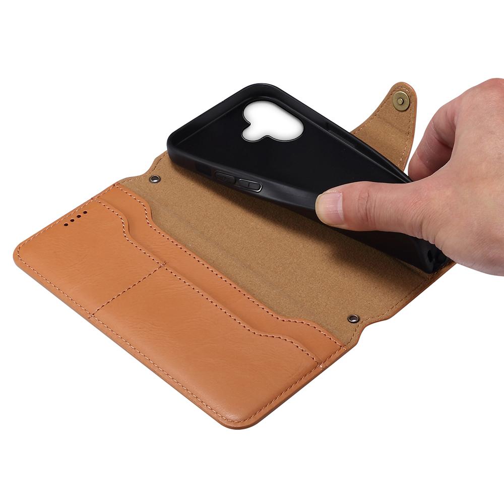 DENIOR For iPhone 16 Case Wallet Cowhide Texture Leather Phone Cover