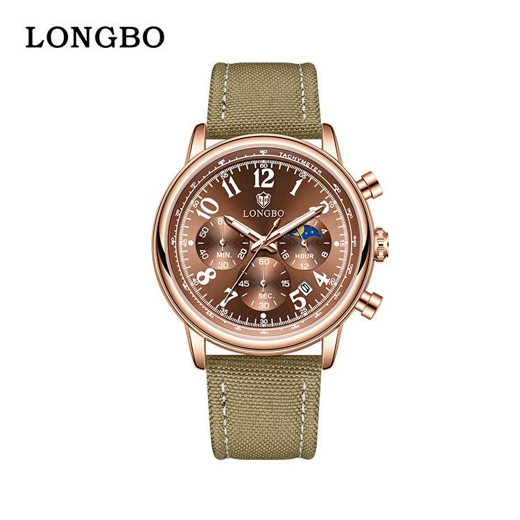 LONGBO Men's Luxury Multifunctional Quartz Watch - Nylon Strap, Waterproof, Hot-Selling