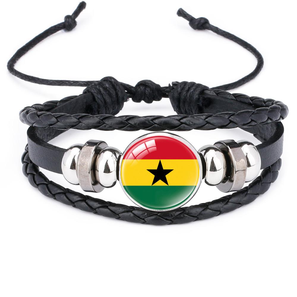 World Cup Leather Bracelet National Flag Soccer Match Souvenir  Adjustable Cowhide Woven Bracelet for Men Women,Sports  Fan Accessories
