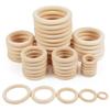 Natural Wooden Rings Beads Unfinished Wood Hoops Baby Teether Circle Macrame DIY Crafts Gift Jewelry Making Ornament Accessories