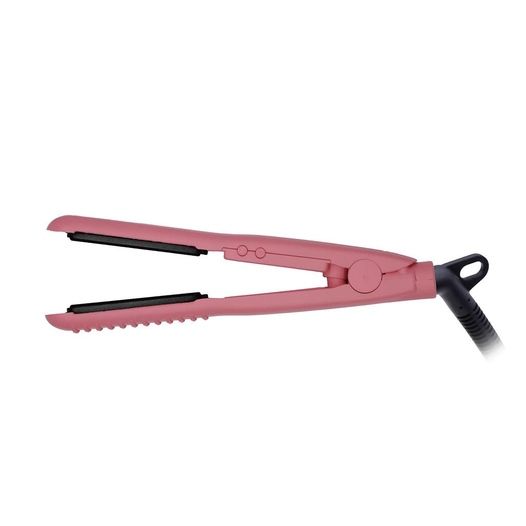 VENUSiS Mini Straight Hair Iron Fast International Voltage 3 Temperature Soft Press Minimizes Case Brush Set (Pink) - Palm-sized, Start-up, Portable,