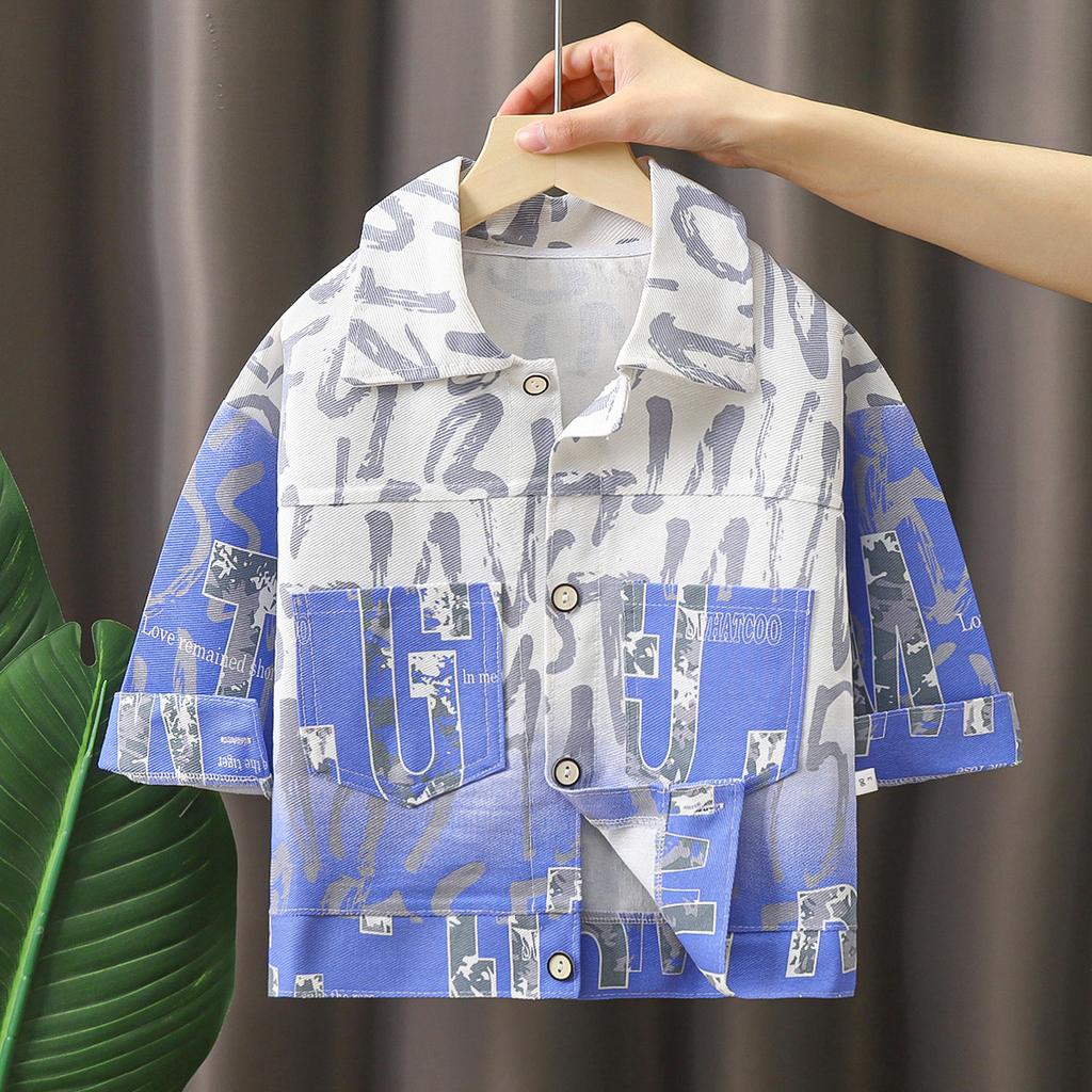Children's Cotton Denim Jacket Fall Long Sleeve Shirt Jacket for Boys and Girls