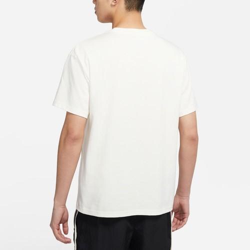 Nike Men's White Short-Sleeve T-Shirt with Soccer-Inspired Logo and Floral Print