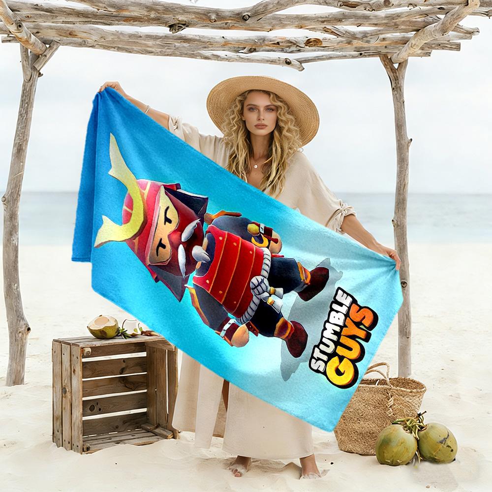 Stumble Guys Beach Towel Super Soft Microfiber Quickdry Fabric Comfortable Lightweight Suitable for Swimming, Gym, Camping, Yoga Vacation