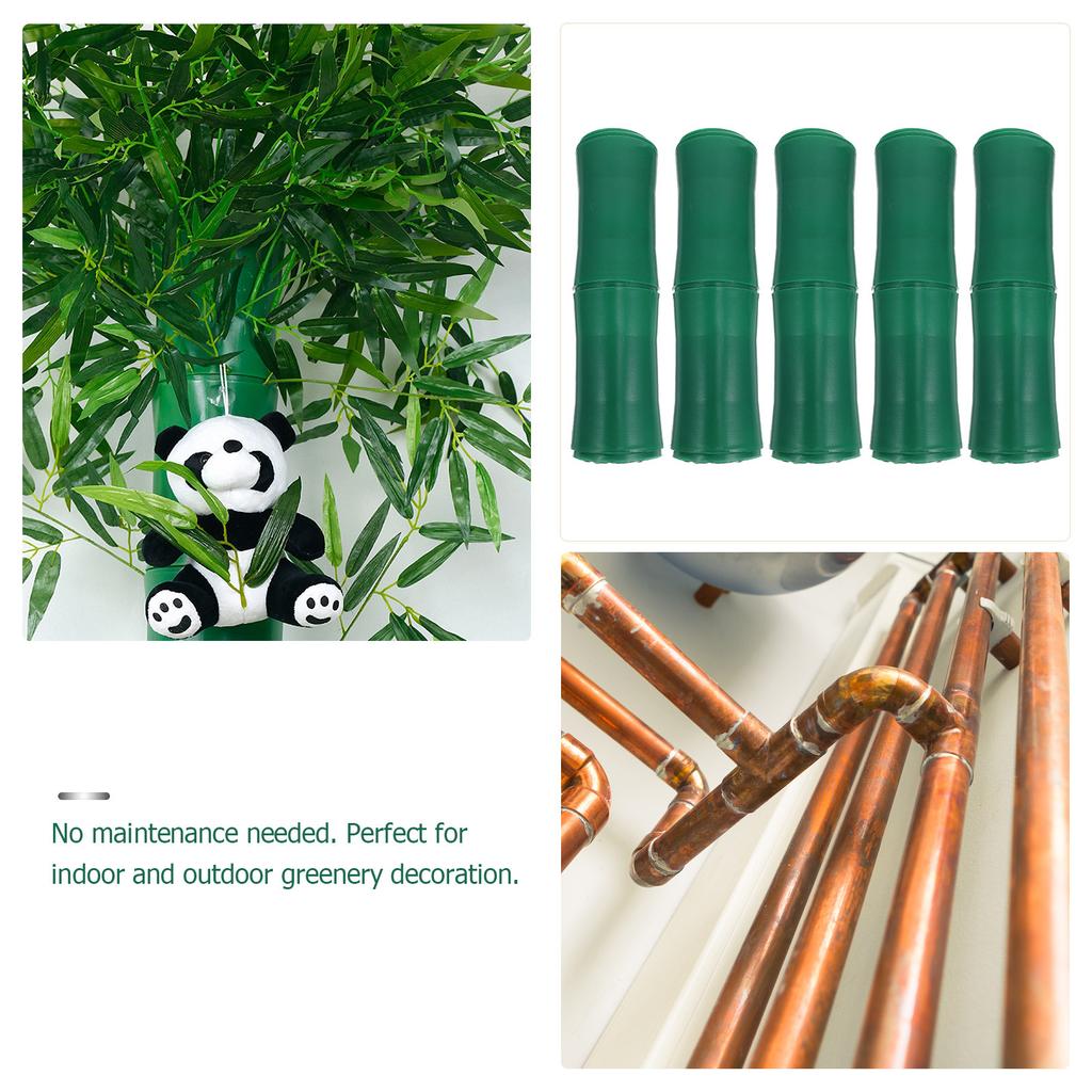 5Pcs Artificial Bamboo Tube Decor for Sewer Pipe Drain Decoration Outdoor Indoor Heating Garden Water Protection DIY Landscape